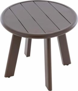 Garthen Okrągły aluminiowy stolik, ciemnobrązowy 1