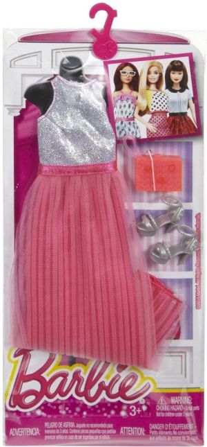 Mattel BARBIE Sukienka z dodatkami, srebrno-różowa (GXP-555813) 1
