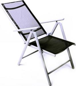 Garthen Komplet krzesło aluminiowe rozkładane ogrodowe z podnóżkiem - taboretem 1