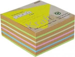Stickn Notes kostka kraft 76x76mm, 5 kolorów, 400 kart. Stick"n 21824 1