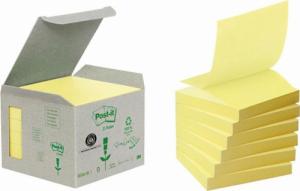 Post-It 3M Ekologiczne karteczki samoprzylepne Post-it_ Z-Notes z certyfikatem PEFC Recycled, Żółte, 76x76mm, 6 bloczków po 100 kar 1