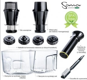 Wyciskarka wolnoobrotowa Sana EUJ 606 chrom 2