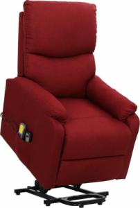 vidaXL Masujący fotel podnoszony, winna czerwień, tkanina 1