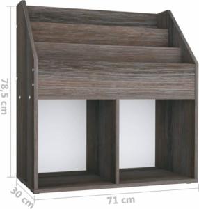 vidaXL vidaXL Regał na czasopisma dla dzieci, szary/dąb sonoma, 71x30x78,5 cm 7