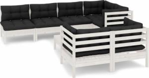 vidaXL vidaXL 8-cz. zestaw wypoczynkowy do ogrodu, z poduszkami, biały 2