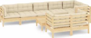 vidaXL vidaXL 9-cz. zestaw wypoczynkowy do ogrodu, kremowe poduszki, sosnowy 2