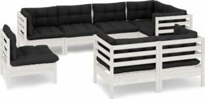 vidaXL vidaXL 8-cz. zestaw wypoczynkowy do ogrodu, z poduszkami, biały 2