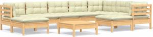 vidaXL vidaXL 10-cz. zestaw wypoczynkowy do ogrodu, kremowe poduszki, sosnowy 2