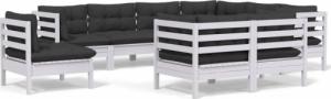 vidaXL vidaXL 9-cz. zestaw wypoczynkowy do ogrodu, z poduszkami, biała sosna 2