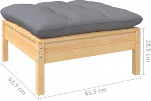 vidaXL vidaXL 11-cz. zestaw wypoczynkowy do ogrodu, szare poduszki, sosnowy 8