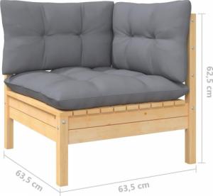 vidaXL vidaXL 11-cz. zestaw wypoczynkowy do ogrodu, szare poduszki, sosnowy 6