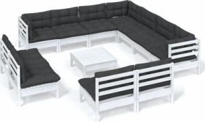 vidaXL vidaXL 12-cz. zestaw wypoczynkowy do ogrodu, z poduszkami, biała sosna 2