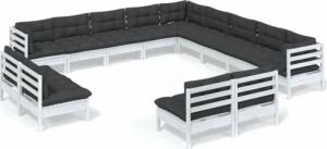 vidaXL vidaXL 13-cz. zestaw wypoczynkowy do ogrodu, z poduszkami, biały 2