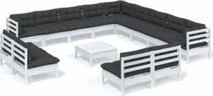 vidaXL vidaXL 14-cz. zestaw wypoczynkowy do ogrodu, z poduszkami, biały 2