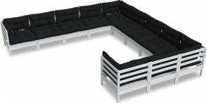 vidaXL vidaXL 11-cz. zestaw wypoczynkowy do ogrodu, z poduszkami, biały 2