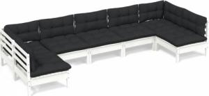 vidaXL vidaXL 7-cz. zestaw wypoczynkowy do ogrodu, z poduszkami, biały 2