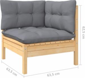 vidaXL vidaXL 9-cz. zestaw wypoczynkowy do ogrodu, szare poduszki, sosnowy 6