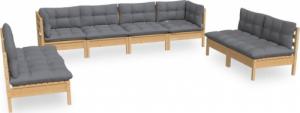 vidaXL vidaXL 8-cz. zestaw wypoczynkowy do ogrodu, szare poduszki, sosna 2