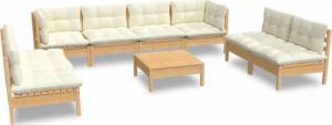 vidaXL vidaXL 9-cz. zestaw wypoczynkowy do ogrodu, kremowe poduszki, sosnowy 2