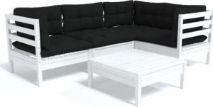 vidaXL vidaXL 5-cz. zestaw wypoczynkowy do ogrodu, z poduszkami, biały 2