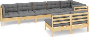 vidaXL vidaXL 8-cz. zestaw wypoczynkowy do ogrodu, szare poduszki, sosna 2