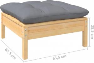 vidaXL vidaXL 5-cz. zestaw wypoczynkowy do ogrodu, szare poduszki, sosna 8