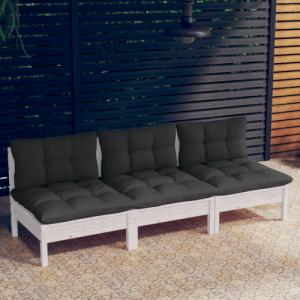 vidaXL vidaXL 3-osobowa sofa ogrodowa z antracytowymi poduszkami, sosnowa 1