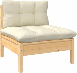 vidaXL vidaXL 3-osobowa sofa ogrodowa z kremowymi poduszkami, drewno sosnowe 3