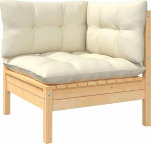 vidaXL vidaXL 3-osobowa sofa ogrodowa z kremowymi poduszkami, drewno sosnowe 4