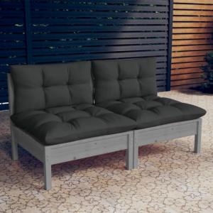 vidaXL vidaXL 2-osobowa sofa ogrodowa z antracytowymi poduszkami, sosnowa 1