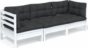 vidaXL vidaXL 3-osobowa sofa ogrodowa z antracytowymi poduszkami, sosnowa 2