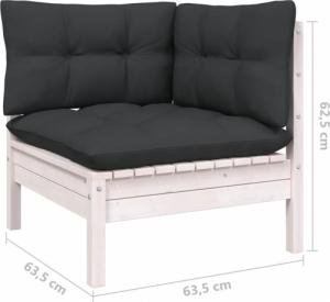 vidaXL vidaXL 3-osobowa sofa ogrodowa z antracytowymi poduszkami, sosnowa 10