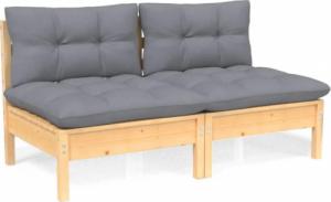 vidaXL vidaXL 2-osobowa sofa ogrodowa z szarymi poduszkami, drewno sosnowe 2