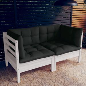 vidaXL vidaXL 2-osobowa sofa ogrodowa z antracytowymi poduszkami, sosnowa 1