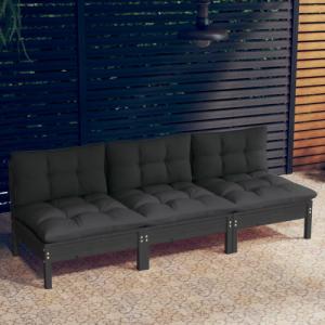 vidaXL vidaXL 3-osobowa sofa ogrodowa z antracytowymi poduszkami, sosnowa 1