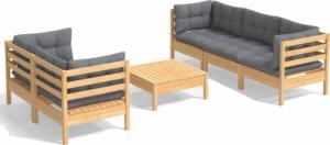 vidaXL vidaXL 6-cz. zestaw wypoczynkowy do ogrodu, szare poduszki, sosnowy 2