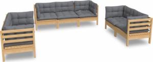 vidaXL vidaXL 7-cz. zestaw wypoczynkowy do ogrodu, szare poduszki, sosnowy 2
