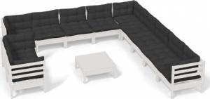 vidaXL vidaXL 12-cz. zestaw wypoczynkowy do ogrodu, z poduszkami, biała sosna 2