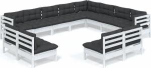 vidaXL vidaXL 12-cz. zestaw wypoczynkowy do ogrodu, poduszki, biała sosna 2