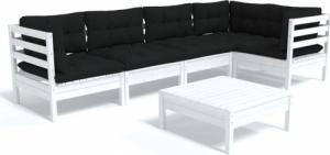 vidaXL vidaXL 6-cz. zestaw wypoczynkowy do ogrodu, z poduszkami, biały 2