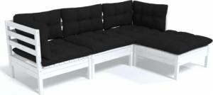 vidaXL vidaXL 4-cz. zestaw wypoczynkowy do ogrodu, z poduszkami, biały, sosna 2