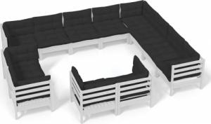 vidaXL vidaXL 12-cz. zestaw wypoczynkowy do ogrodu, poduszki, biały, sosnowy 2