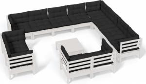 vidaXL vidaXL 13-cz. zestaw wypoczynkowy do ogrodu, z poduszkami, biały 2