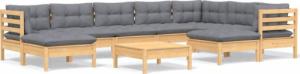 vidaXL vidaXL 10-cz. zestaw wypoczynkowy do ogrodu, szare poduszki, sosnowy 2