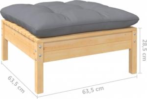 vidaXL vidaXL 10-cz. zestaw wypoczynkowy do ogrodu, szare poduszki, sosnowy 8