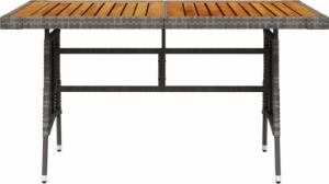 vidaXL Stół ogrodowy, szary, 130x70x72 cm, rattan PE i drewno akacjowe 2