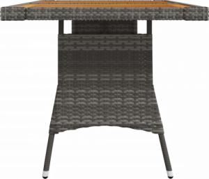 vidaXL Stół ogrodowy, szary, 130x70x72 cm, rattan PE i drewno akacjowe 3