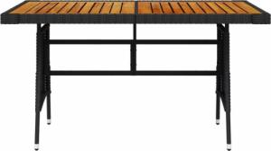 vidaXL Stół ogrodowy, czarny, 130x70x72cm, rattan PE i drewno akacjowe 2