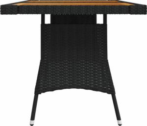 vidaXL Stół ogrodowy, czarny, 130x70x72cm, rattan PE i drewno akacjowe 3