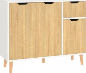 vidaXL Szafka, biel i dąb sonoma, 90x30x72 cm, płyta wiórowa 2